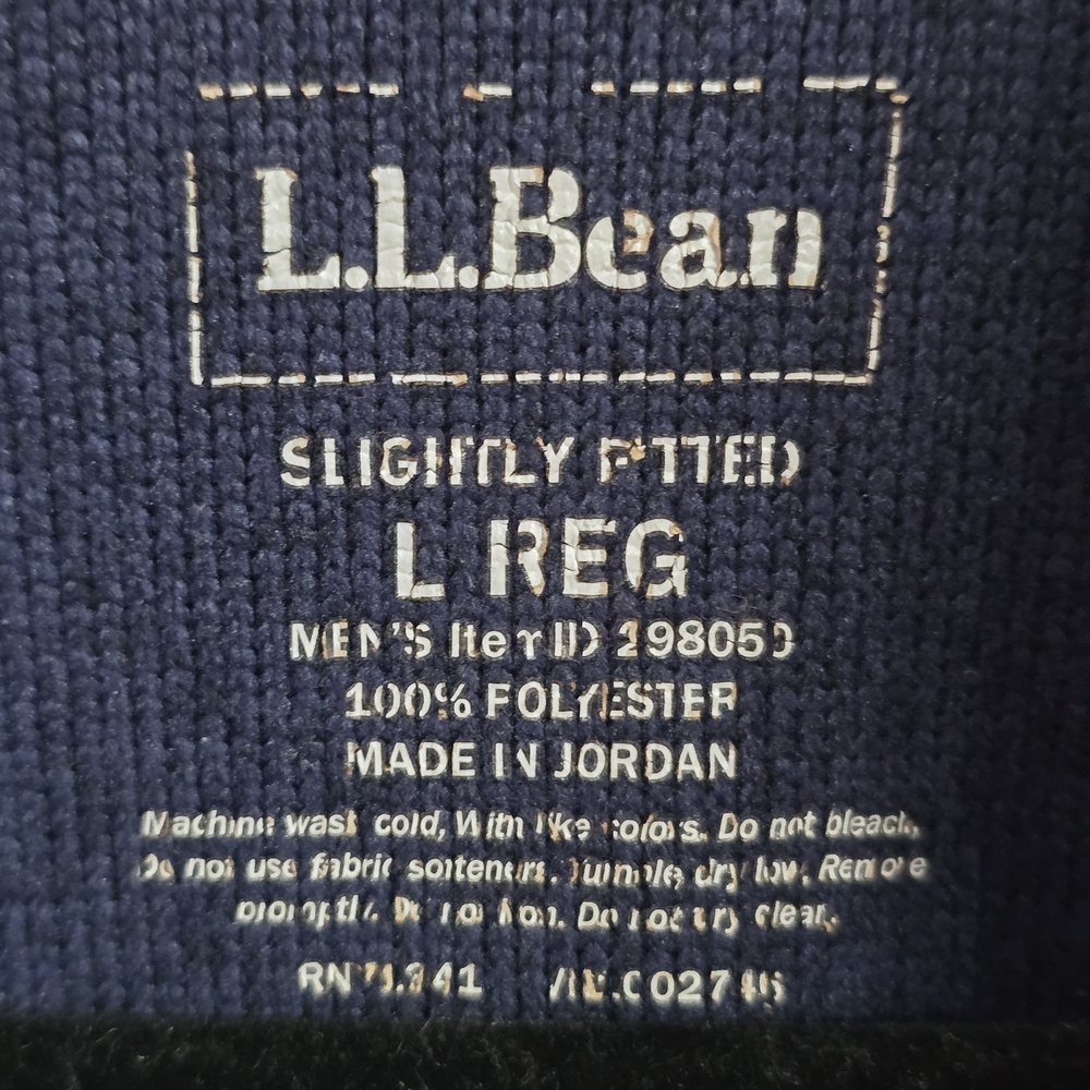 L.L. Bean Men's Sweater 1/4 Snap Navy Fleece Pullover Size L - Picture 4 of 4